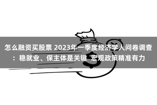 怎么融资买股票 2023年一季度经济学人问卷调查：稳就业、保主体是关键  宏观政策精准有力