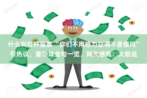 什么叫杠杆股票 “你们不用格力空调不是傻吗”引热议，董明珠金句一览，网友感慨：太敢说